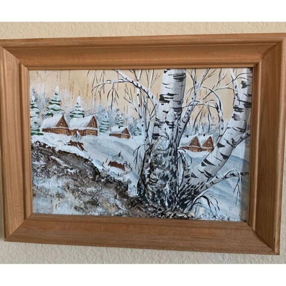 Tree Bark Mix Media Art6 7"x9" W Frame